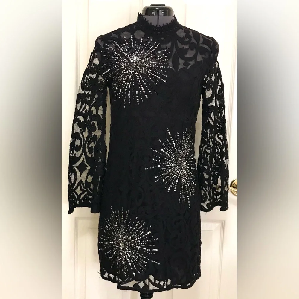 Free People North Star Lace Dress Black